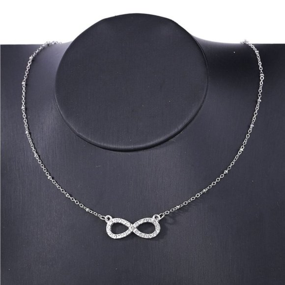 Jewelry - 925 Sterling Silver Rhinestone Infinity Charm Necklace for Wedding Party